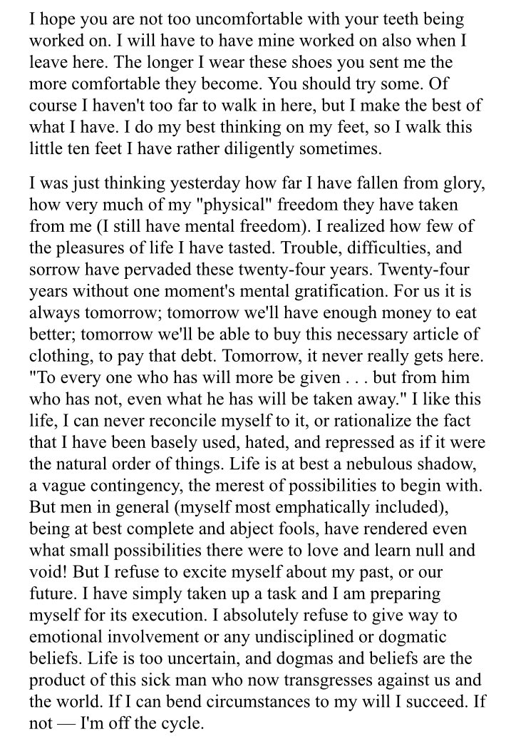 “I do my best thinking on my feet.” George Jackson to his father, August 1965 #BlackAugust