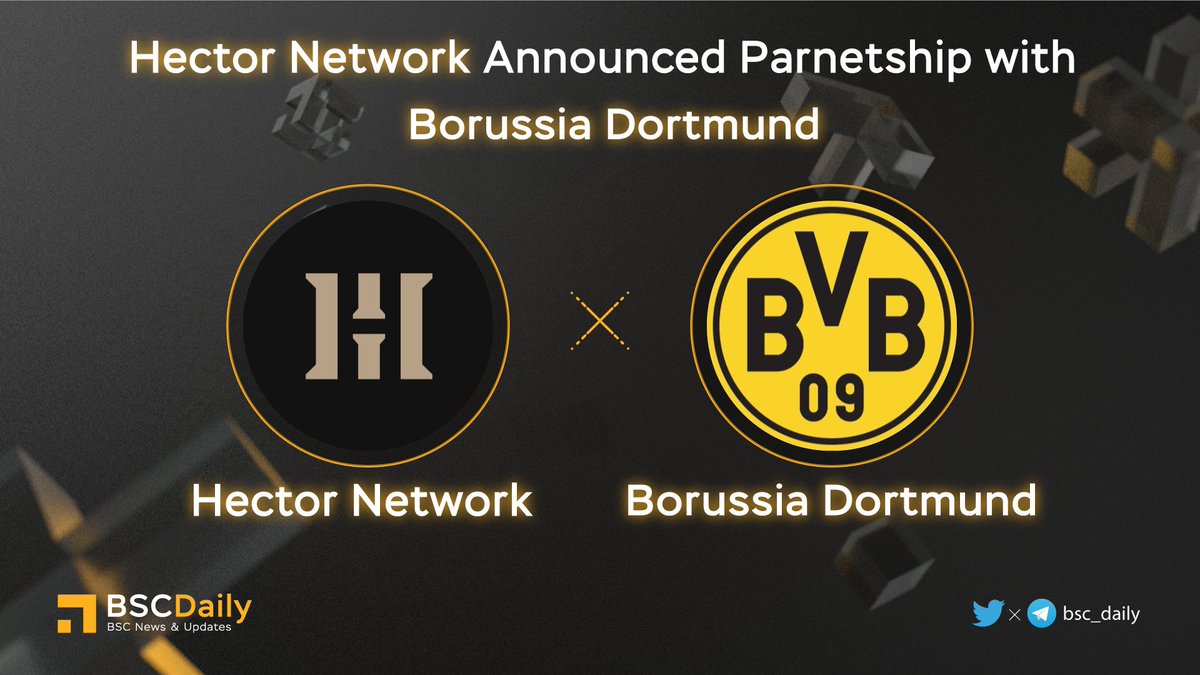 bsc_daily's tweet photo. 😻@Hector_Network is proud to announce their partnership with @BVB-one of the most beloved football club in the world⚽️
🚀This partnership will catapult #Hector beyond the #Crypto-community into mainstream recognition
Congratulation #HectorFinance for this milestone 🏅 https://t.co/stu3mLLurW