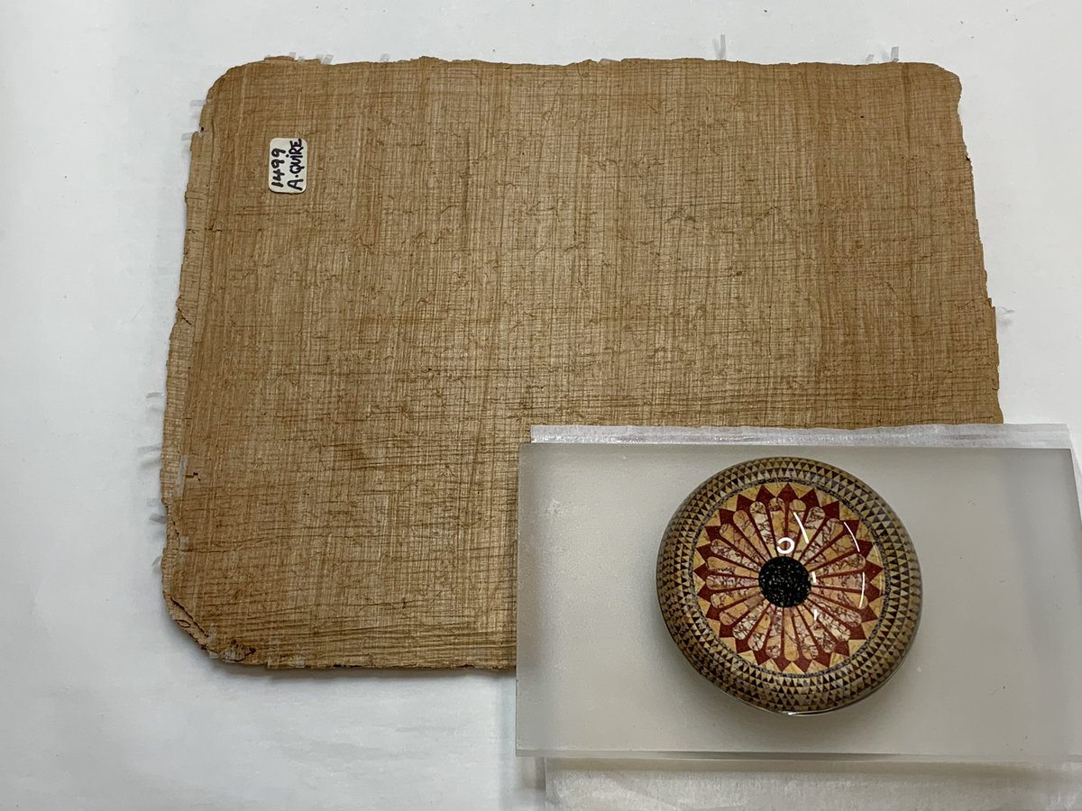 iamkristinesr's tweet photo. Fourth century sewing holes 📚
Japanese paper splints and carefully aligned folios. Papyrus codex conservation in progress!
@CBL_Dublin BP XXI.A, quire from
#CBLconservation #papyrusconservation #historyofthebook #FridayFeeling https://t.co/snSyLw4LLe