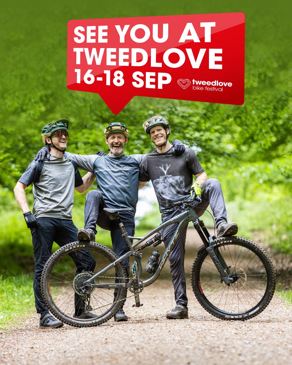 Next stop Tweedlove. Hope to see you there! We'll have new bikes, demos, signings, airbag fun and more... 🥳🎉 @Tweedlovefest #whytebikes #whyteontour