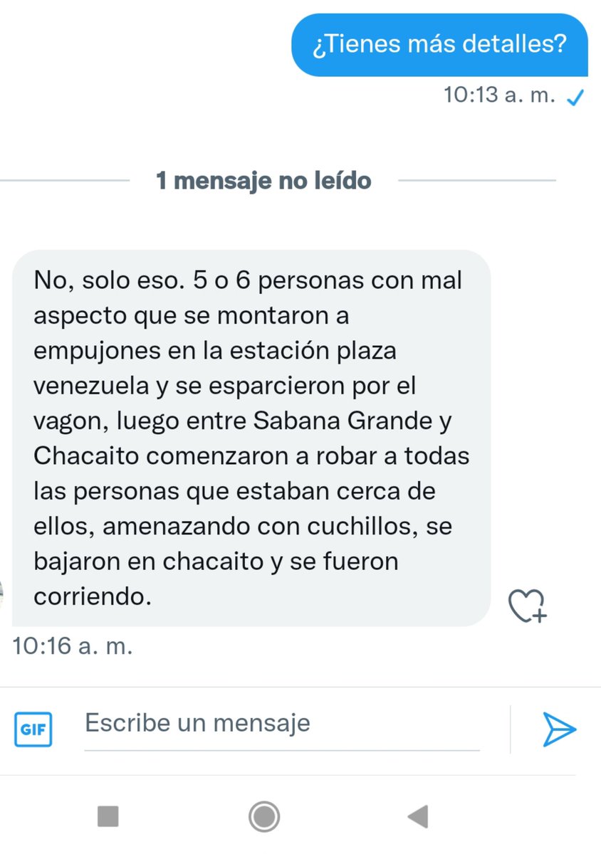 Así nos informaron sobre el robo en vagón de un tren entre Sabana Grande (SAB) y Chacaíto (CHT) en la mañana de hoy.
#5Ago <a href="/metroinforme/">Metro de Caracas</a> @TraffiCARACAS_ #MetroDeCaracas