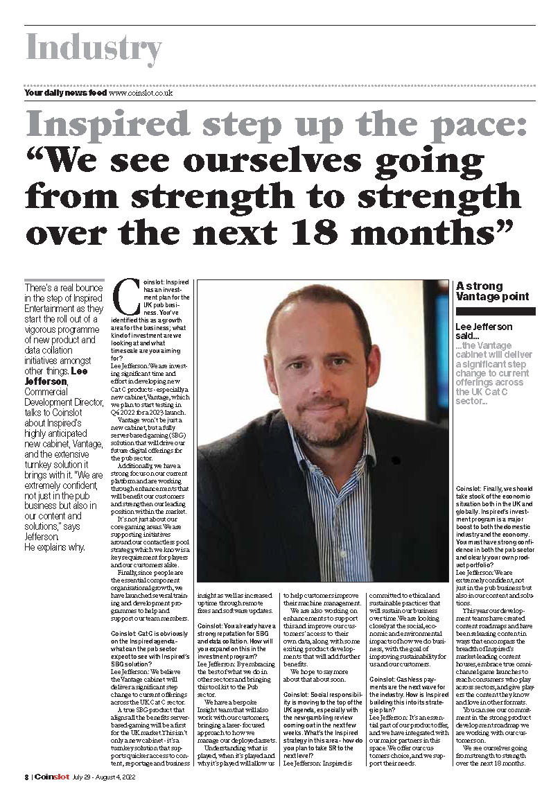 Lee Jefferson spoke with Coinslot International about the exciting developments to inspire's UK cat C offerings and our confidence in the pub business.🙊🙊🙊🙊🙊 #multiplayer #gamers #videogames #IndieGameDev #tech #Gaming #games #gameplay #GamingNews 
Original: Inspired_News