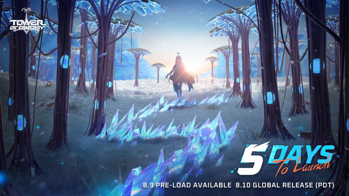 ToF_EN_Official's tweet photo. 5 DAYS until the #TowerofFantasy official launch! ⏳

#ToFSignal #ToF #Aug10 https://t.co/tqAgB7DGTM