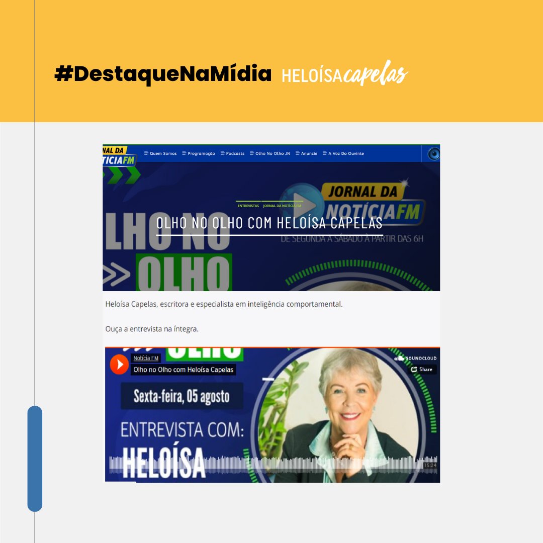 HeloisaCapelas's tweet photo. Na manhã de hoje, estive no "Jornal da Notícia FM" para um bate-papo sobre as sequelas da pandemia em nossa saúde emocional. Se você perdeu ou deseja ouvir novamente, aqui está o link:
https://t.co/6mIJ6I9V3S

#autoconhecimento #SaúdeEmocional
#inteligênciaemocional https://t.co/9OcVab78B5