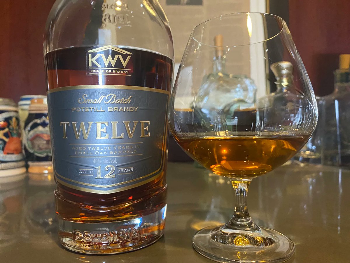 Brandy of the Week: KWV 12 yo potstill brandy. Dried peaches & fresh apricots sweetness with honey and oak. Bits of cinnamon & dried orchid fruit.  Smooth. Reminds me a bit of a very fruity Speyside whisky. RATING: EXCELLENT #Brandy #KWVBrandy #lovebrandy #potstillbrandy