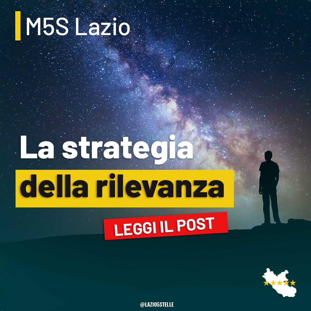 M5SLazio's tweet photo. ⭐⭐⭐⭐⭐ La stretegia della #rilevanza
Chiediamoci innanzitutto cosa vogliono da noi i #cittadini. Che cosa chiedono a chi governa o, come in questo particolare momento, a chi aspira a farlo?
Leggi qui il nostro post⤵️
https://t.co/FRS50hxQU8
#M5SLazio
#lazio5stelle https://t.co/v7J3LpbM0t
