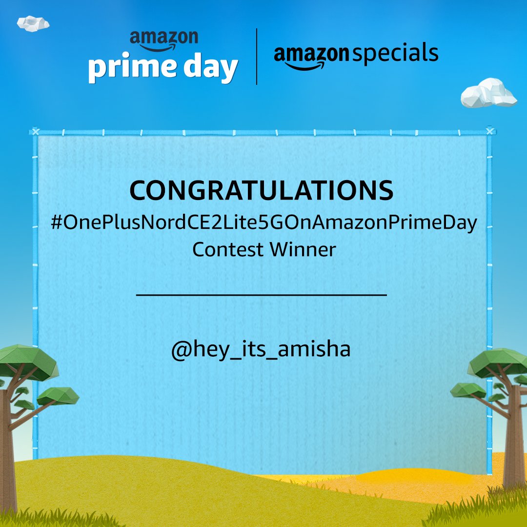 Congratulations to the winner of #OnePlusNordCE2Lite5GOnAmazonPrimeDay contest. Kindly DM us with your details to claim the prize.

<a href="/hey_its_amisha/">Sherni Rathor</a>