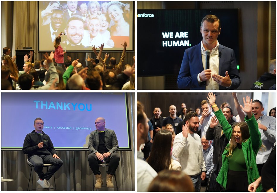 HumanforceHQ's tweet photo. The entire @humanforce team across AU, NZ and the UK joined forces for an incredible action-packed offsite, focussed on “reloading” for the future, bringing fresh ideas, ambition and energy together as ONE TEAM. Thanks to our special guest @domprice, @justinrjonesy https://t.co/4sL9duslqn