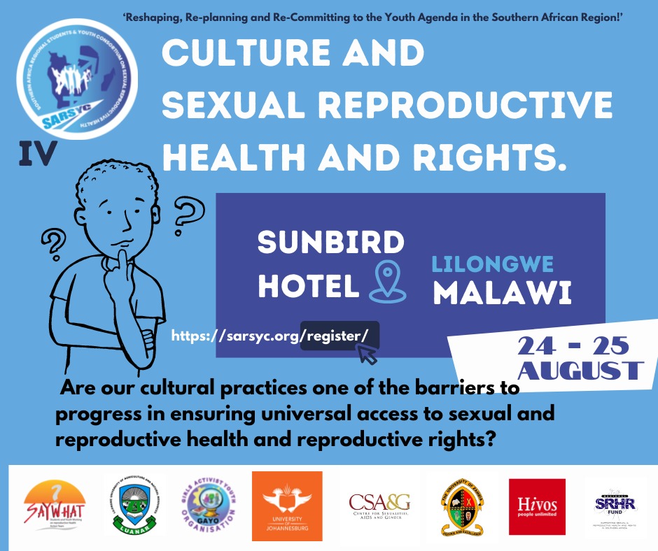 SARSYC2022

Re-shaping, re-plan and re-commit to the Youth Agenda in Southern African Region. 

<a href="/Luanarofficial/">Luanar</a> <a href="/UNFPAMalawi/">UNFPA in Malawi</a> <a href="/SwedeninZW/">Sweden in Zimbabwe 🇸🇪</a> <a href="/GirlsActivist/">Girls Activist Youth Organisation</a> <a href="/SAYWHATOrg/">SAYWHAT</a>

#RevisitYouthAgenda