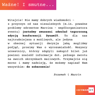 Ciężko nam w to uwierzyć, ale za nami jedna z najtrudniejszych decyzji 😥

Mamy nadzieję, że możemy powiedzieć Wam wszystkim mimo wszystko: do zobaczenia! 🤞