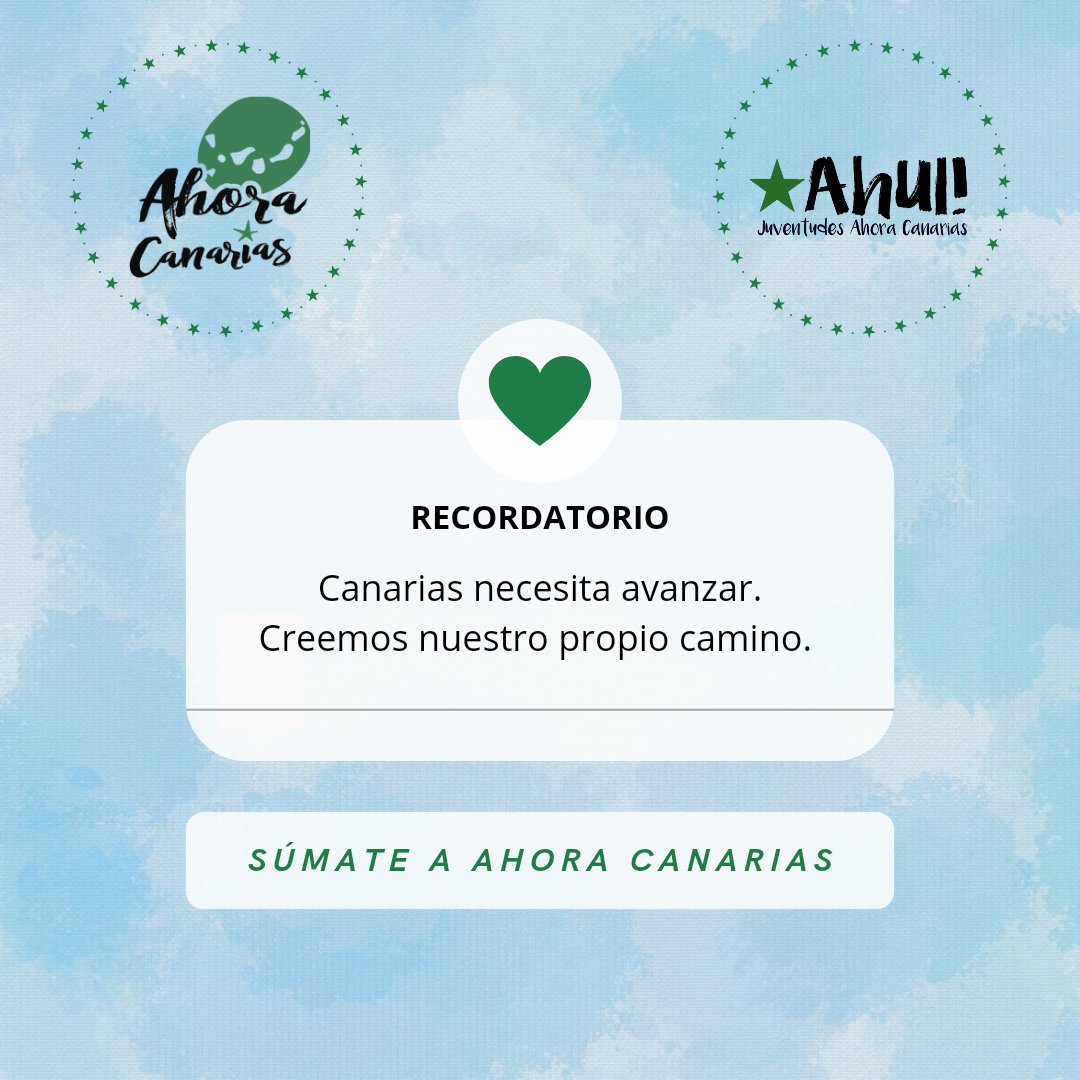 ⬇️ Forma parte del futuro y del progreso de #Canarias. 

Hagámoslo realidad. Por la defensa de nuestra tierra y de nuestra gente. ✊🏼💚

#Afíliate #Únete