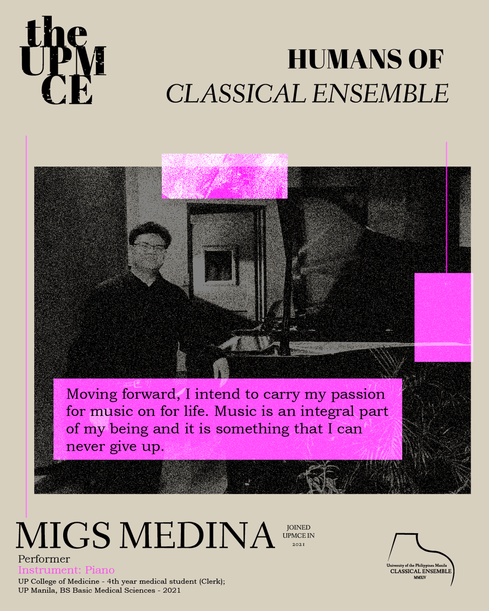 🎹 HUMANS OF CLASSICAL ENSEMBLE 🎹
AUGUST FEATURE ✒
 
Humans of Classical Ensemble is a monthly feature highlighting the life and musical journey of passionate and talented members of the UP Manila Classical Ensemble 🎵💖