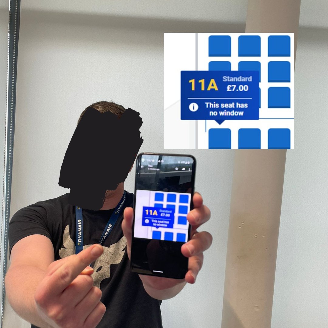 Ryanair's tweet image. We sell seats, not windows, Paula.