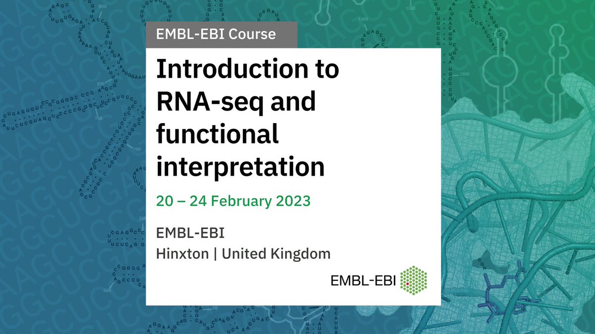🧬Would you like an introduction to #RNAseq and functional interpretation? 👥Join us, @simon_andrews, @HelenaCornu, @SelFdz, @ExpressionAtlas, @vitaliikl, @compBiology, @irenepapatheodo, @canicamxli, and more on 20 – 24 February 2023. 🔗Apply now: ebi.ac.uk/training/event…