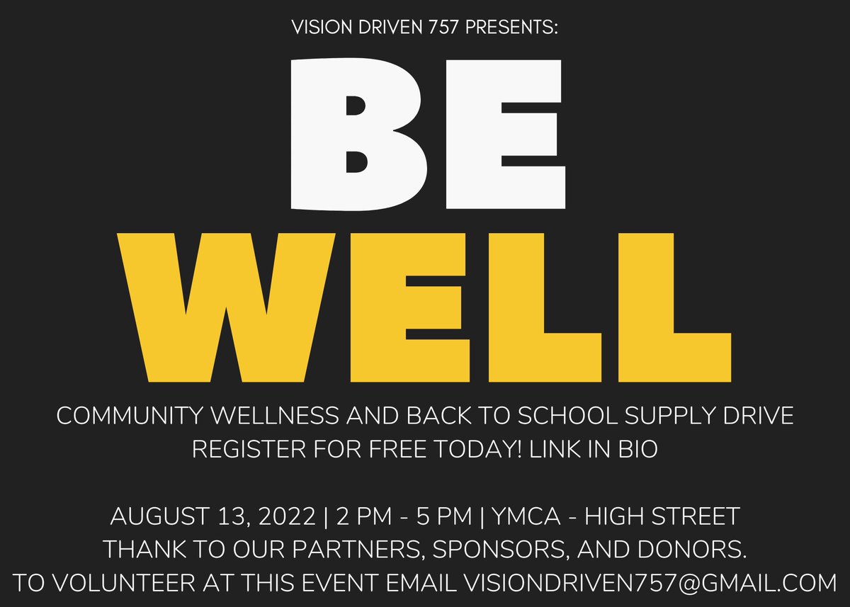 visiondriven757's tweet photo. Next Saturday. We will be hosting a FREE community resource fair for school aged children and their families at the YMCA on High St.

Use https://t.co/fJLF2yPbuF register for the event or register to get your vaccine! https://t.co/zhpJ8d4lVf