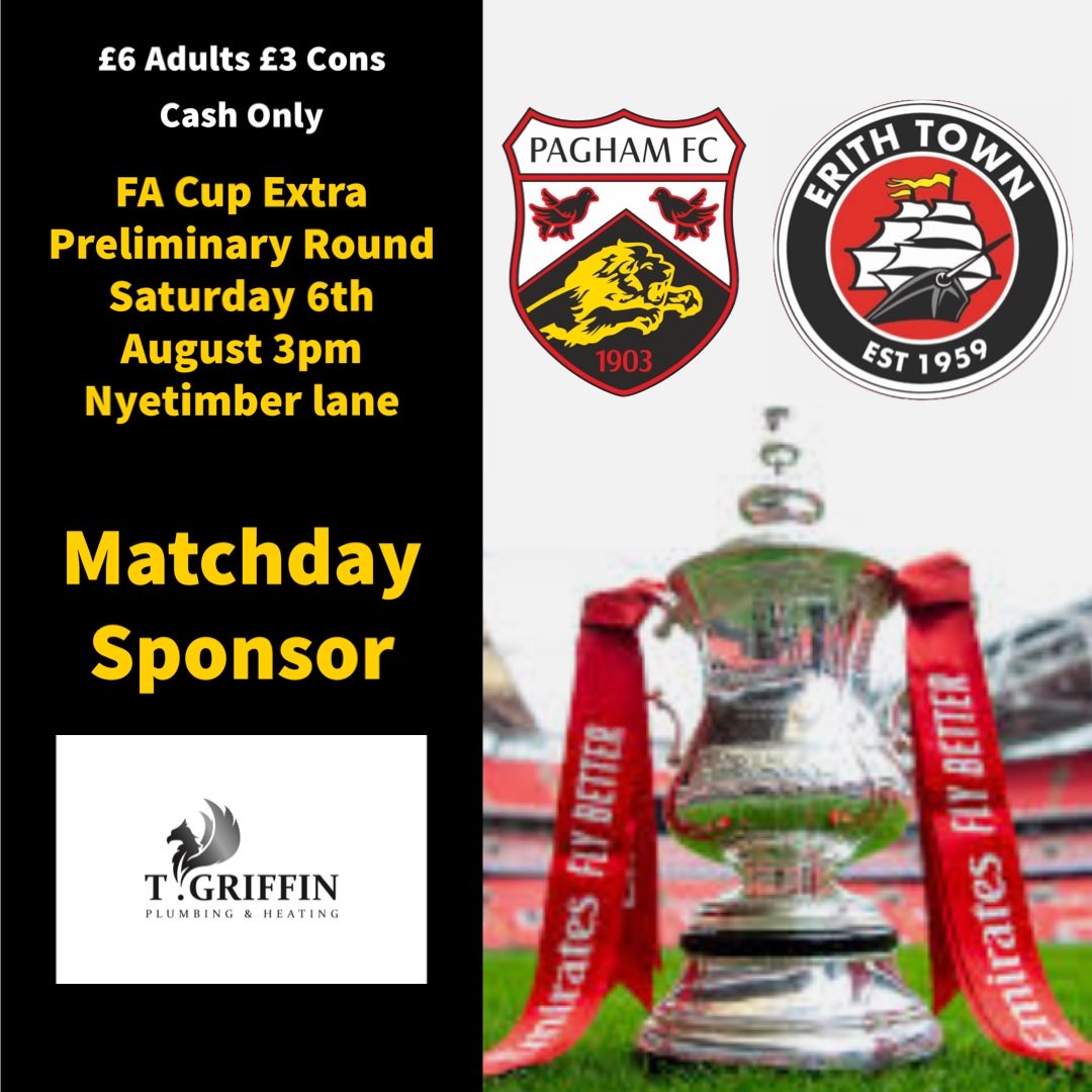 Special thanks to our matchday sponsor for tomorrow’s ⁦<a href="/EmiratesFACup/">Emirates FA Cup</a>⁩ tie against ⁦<a href="/ErithTown/">Erith Town FC</a>⁩ ⁦<a href="/tedgriff21/">ted griffin</a>⁩
Plumbing &amp; Heating 

For more info on matchday sponsorship please contact the club via social media 

⁦<a href="/WessexLeague/">Velocity Wessex League</a>⁩ ⁦<a href="/stevebone1/">Steve Bone</a>⁩