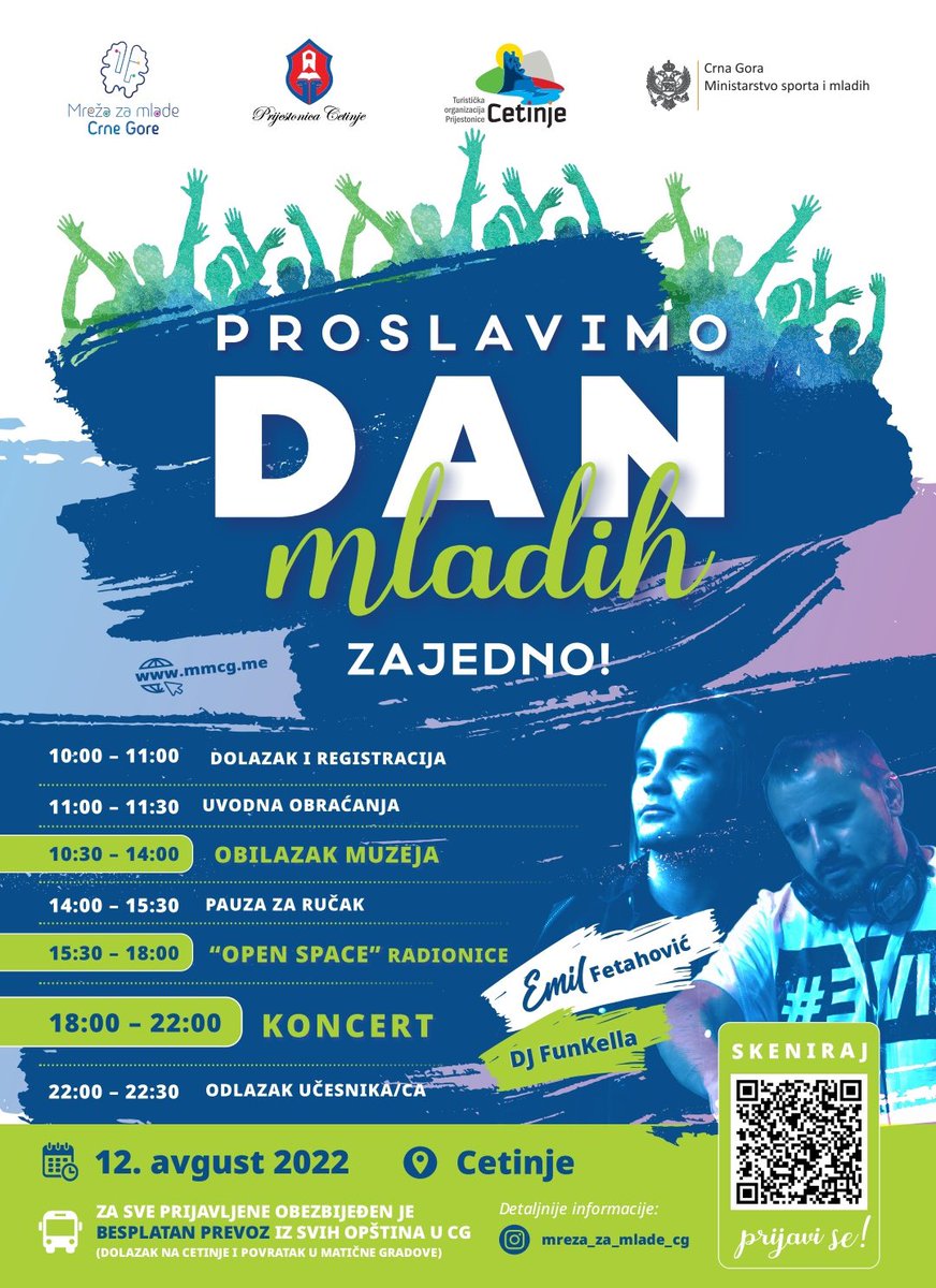 robinhudtv's tweet photo. 🎉 Mreža za mlade CG, čiji je osnivač i @robinhudtv ove godine organizuje centralnu proslavu Dana mladih u Prijestonici Cetinje. 

🙂 Jedna od facilitatorki je naša @snowyrubinstein

🔗 Više informacija na https://t.co/i9dURXgWJS a prijave putem linka:  
https://t.co/qXPET5Qypq https://t.co/UD7cBUmML9
