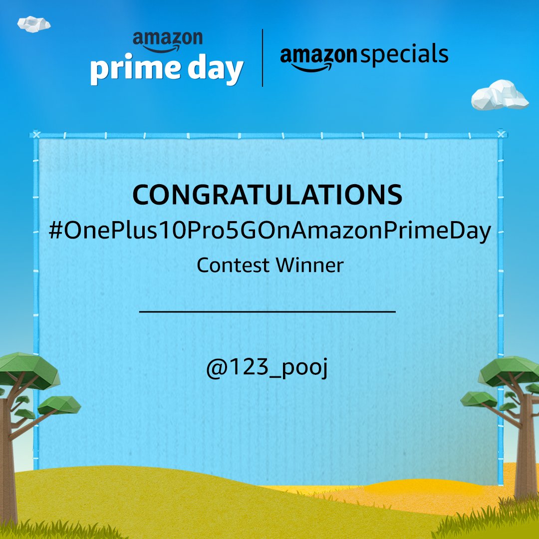 Congratulations to the winner of #OnePlus10Pro5GOnAmazonPrimeDay contest. 
Kindly DM us with your details to claim the prize.
@123_pooj