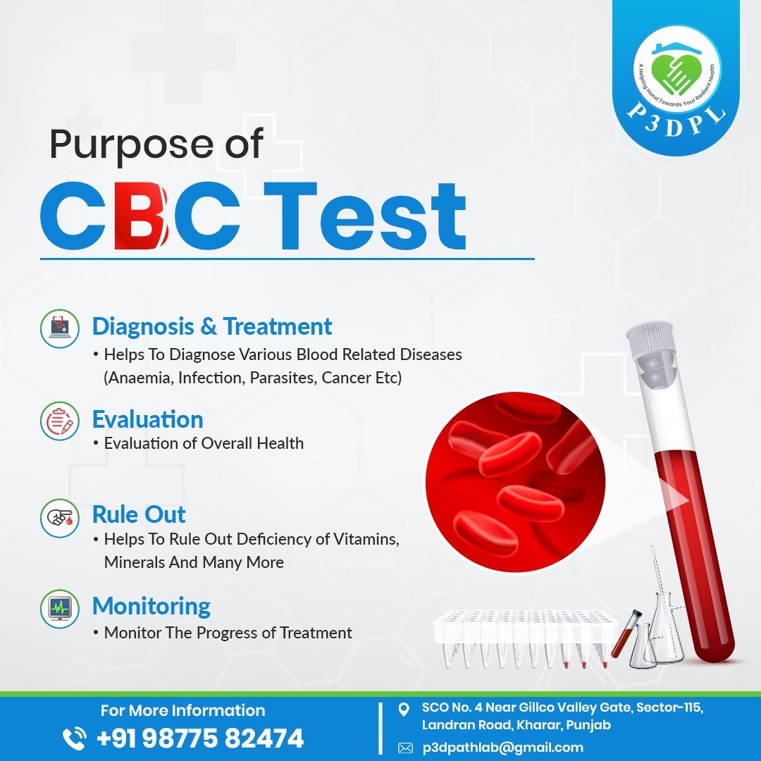 A CBC (complete blood count) is an easy and widespread test that screens for certain disorders of blood that can affect your health. Contact 9877582474 for home sample collection.
#CBCtest #completebloodcount #bloodtest #medicallaboratory #labs #punjab3dultrasoundandpathlab