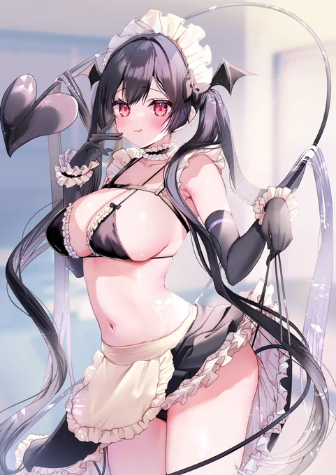 小悪魔メイドとスカート下の紐 