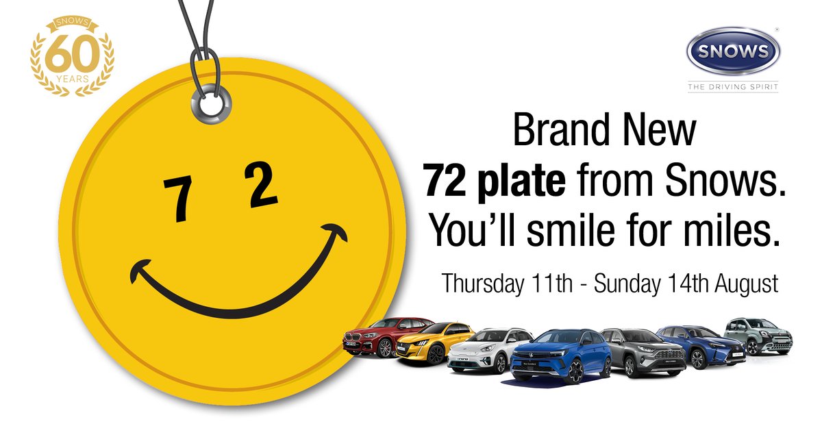 𝗨𝗣𝗚𝗥𝗔𝗗𝗘 𝗘𝗩𝗘𝗡𝗧
Join Snows from Thursday 11th - Sunday 14th August for special discounts and significantly enhanced offers, only available at our Upgrade Event. 

Smile for miles and contact our Sales teams to book your appointment: bit.ly/3StC4V3 

#72Plate