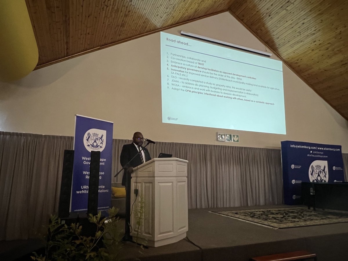 WCGovAgri's tweet photo. “We need to have a shift that we want to facilitate development and not control it.”Dr Mogale Sebopetsa, Head of Department, Western Cape Department of Agriculture at day two of the WCDoA Municipal Summit. #WCMunicipalAgSummit #ForTheLoveOfAgriculture🌱 https://t.co/3PruQfmbQo