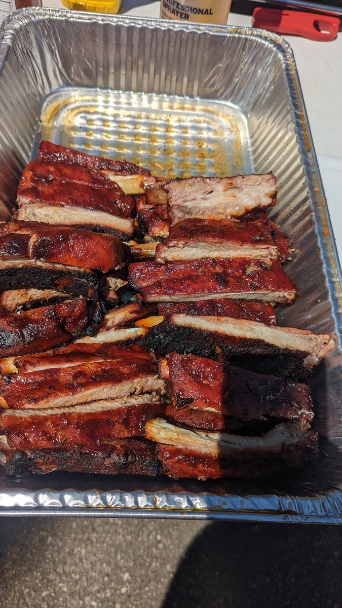 Halfinkedbbq's tweet photo. A tray of ribs that we did last month for a catering job, we'll be cooking up a lot more September 10th at the Marshfield Community Rib Cookoff! https://t.co/3MZalSjWGQ for tickets! https://t.co/AZUz9Zejkr