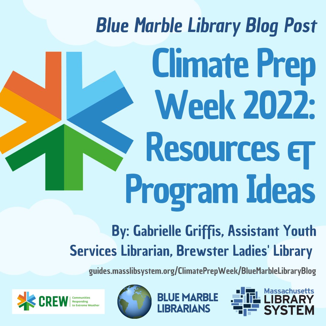 BlueLibrarians's tweet photo. 🌱🌎 NEW! Blue Marble Library Blog Post! Climate Prep Week 2022: Resources &amp; Program Ideas - visit the link to read the post and access resources for this years #Climate Prep Week w/ @climatecrews ! 🌱🌎  #climateprepweek Read at: https://t.co/blg5CmTGnv https://t.co/XBgoSCYBYz