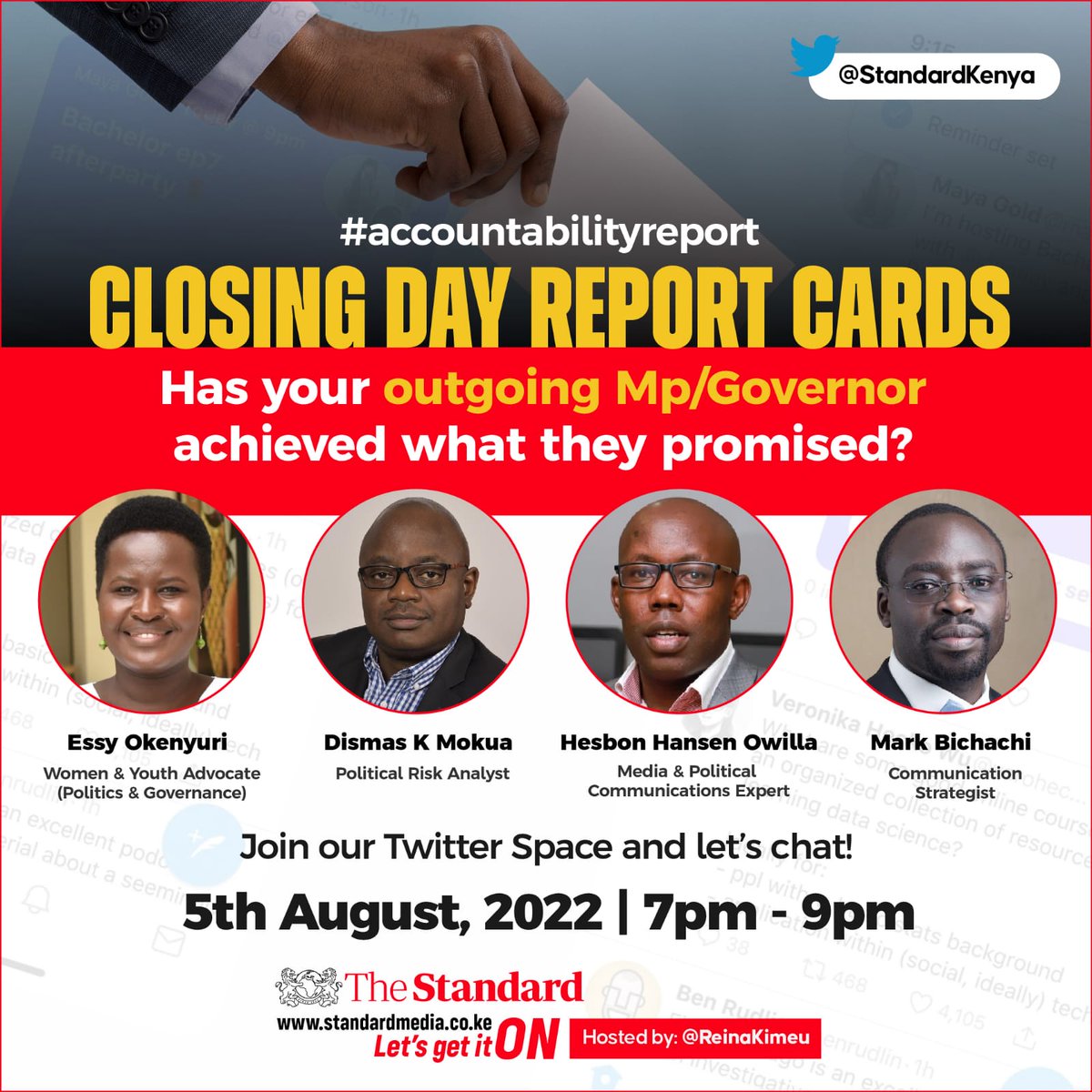 What is leadership accountability and why is it important? Has your outgoing MCA, MP or Governor accomplished what they promised? Share your opinion on our Twitter Space today at 2pm - 4pm. #accountabilityreport #inmyopinion 

Join us by clicking the link x.com/i/spaces/1zqkv…