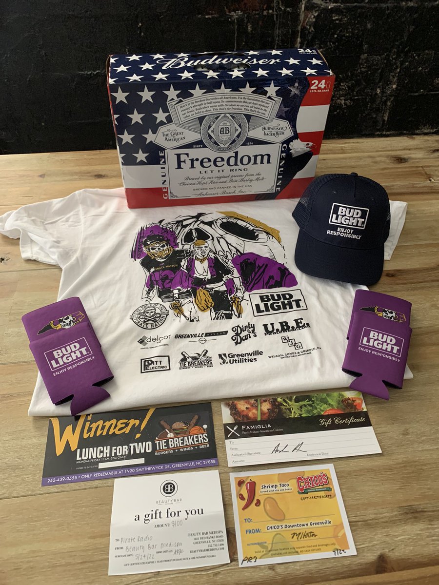 🚨FREE BEER FRIDAY🚨
RT this post &amp; Follow <a href="/PR927FM/">Pirate Radio ☠️</a> for a chance to win
✅2022 Pirate Radio Party T-Shirt
✅Budweiser Prize Package
✅Over $100 in gift cards 
21 &amp; older only. #Stations4Winners🏴‍☠️