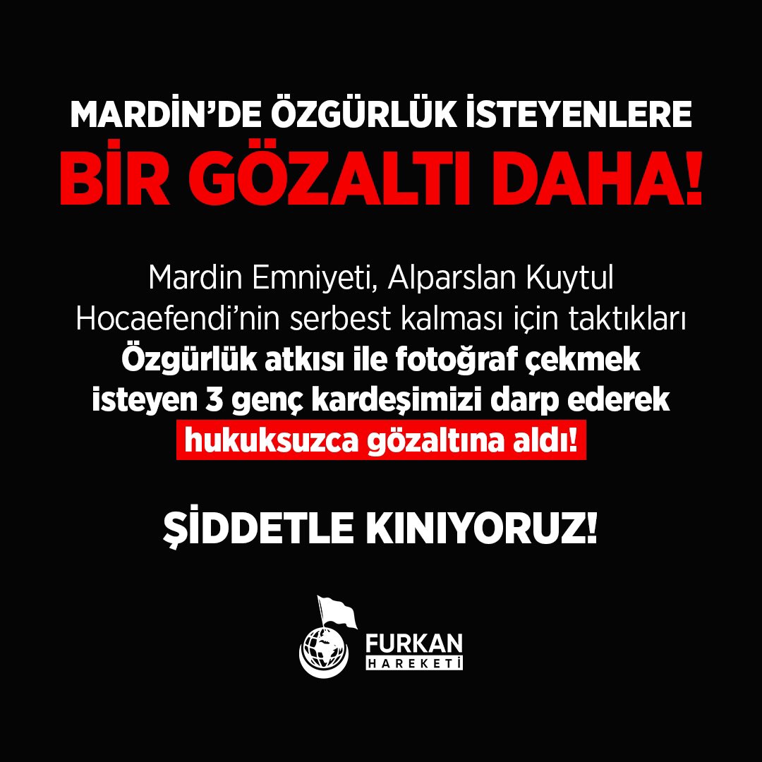 Mardin'de özgürlük atkısı ile fotoğraf çeken 3 genç kardeşimiz darp edilerek GÖZALTINA ALINDI!

Özgürlük atkısı takmak suç olmadığı gibi bu atkı hakkında birçok beraat kararı da bulunmaktadır. Buna rağmen #MardinEmniyeti’nin atkı düşmanlığı yapmasını ŞİDDETLE KINIYORUZ!