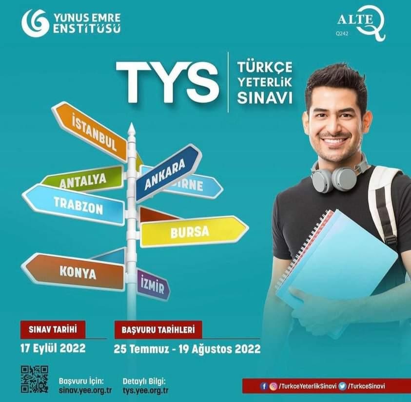 yeekaradag's tweet photo. Türkçenin ALTE onayını alan uluslararası geçerliğe sahip ilk ve tek dil sınavı #TürkçeYeterlikSınavı (TYS) başvuruları devam ediyor❕
🗓️Sınav Tarihi: 17 Eylül 2022
⏳Başvuru Tarihleri: 25 Temmuz 2022 - 19 Ağustos 2022

➡️Ayrıntılı  bilgi için: https://t.co/TeXr1gb8vw https://t.co/j2X79pI26Y