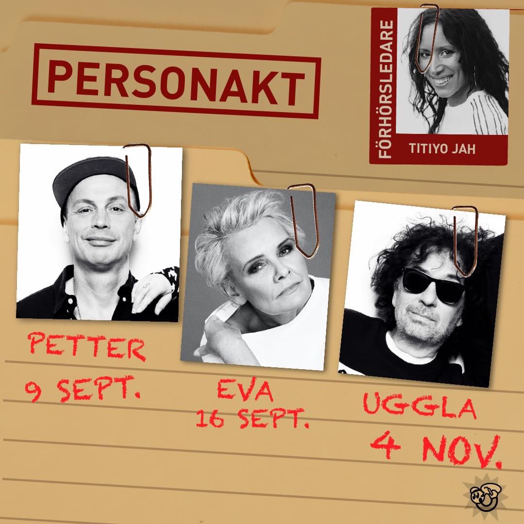 Här är tre av våra gäster i hösten personakt. 
Biljetter släpps på måndag 12.00
