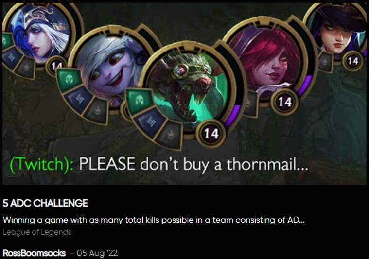 thechallengegg's tweet photo. Another challenge by @RossBoomsocks is up on the site! Link: https://t.co/hucd8H55b8
P.S. You don't have to beat a challenge to rank in our record book.
#LeagueOfLegends #gaming #gamer #games #gamingcommunity #gamerlife #YouTubers #twitch #follow #streamer https://t.co/yBbqKPG7xc