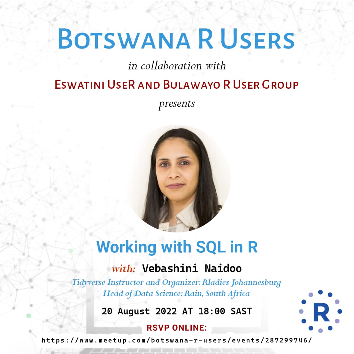 BotswanaR Users (@botswana_r) on Twitter photo We are happy to be hosting <a href="/Sciencificity/">Vebash</a> for this month meet up. RSVP : meetup.com/botswana-r-use…
#RStats <a href="/RConsortium/">R Consortium</a> <a href="/EswatiniUseR/">EswatiniUseR</a> #BulawayoR We are happy to be hosting <a href="/Sciencificity/">Vebash</a> for this month meet up. RSVP : meetup.com/botswana-r-use…
#RStats <a href="/RConsortium/">R Consortium</a> <a href="/EswatiniUseR/">EswatiniUseR</a> #BulawayoR