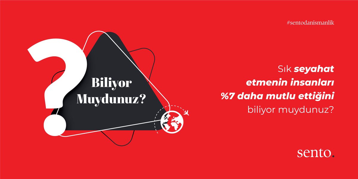 SentoKurumsal's tweet photo. 🏕 Mutluluk tipik olarak bir kişinin hayatının gidişatından ne kadar memnun olduğu ile ölçülür.
Araştırmacılara göre, seyahat genellikle yeni deneyimler içerdiğinden, sık seyahat eden insanlar muhtemelen hayatlarından daha memnun oluyorlar.   

#sentodanismanlik #mutluçalışan https://t.co/coefEnfAkV