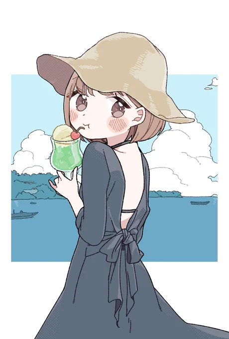 『君とクリームソーダ』#クリームソーダ展 展示作品です同デザインのポストカードも販売予定です▽ 詳細はこちら  