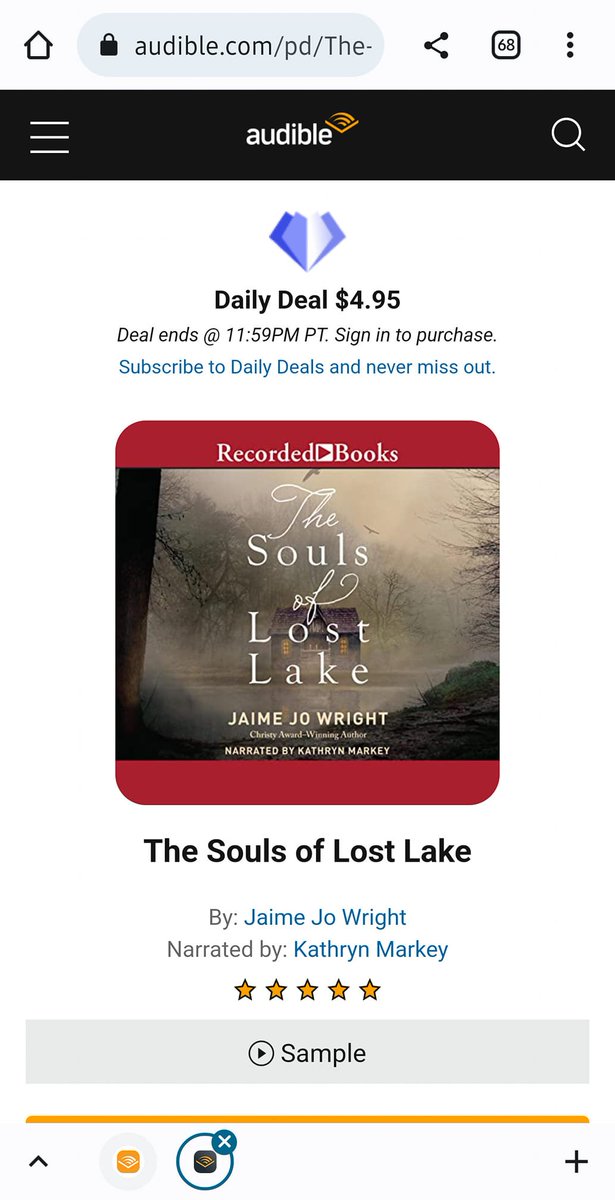 teaandbooks's tweet photo. Check out today's Daily Deal on Audible. I didn't listen to this book but I read it and it's a good one from @jaimejowright #thesoulsoflostlake https://t.co/vBj4ostArQ
