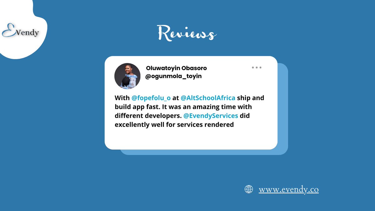 EvendyServices's tweet photo. A good #customerexperience is what makes us happy. 🙂

#eventvendorsonline #eventmanagement #vendorserviceprovider #mettings
#businessgrowth #enterpreneurmindset #businessgoal #beyourownboss #womeninbusiness #eventvendorsinnigeria #nigeriaeventmoodboard #eventvendorshive #reviews https://t.co/0uYm76hwMF