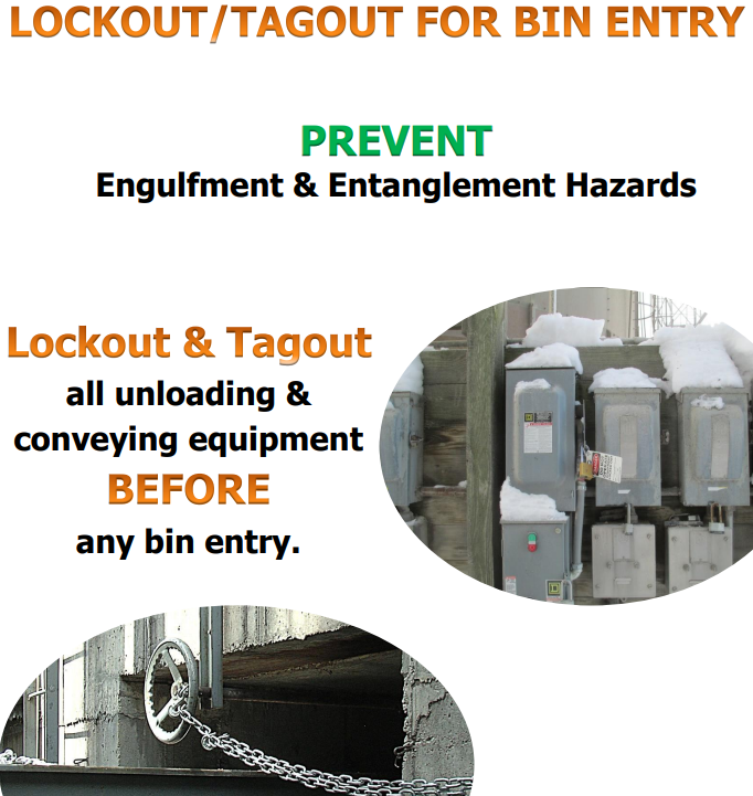 GrainSafety's tweet photo. LOTO every time to prevent engulfment and entanglement hazards! #grainsafety https://t.co/RcCPkEbh1o