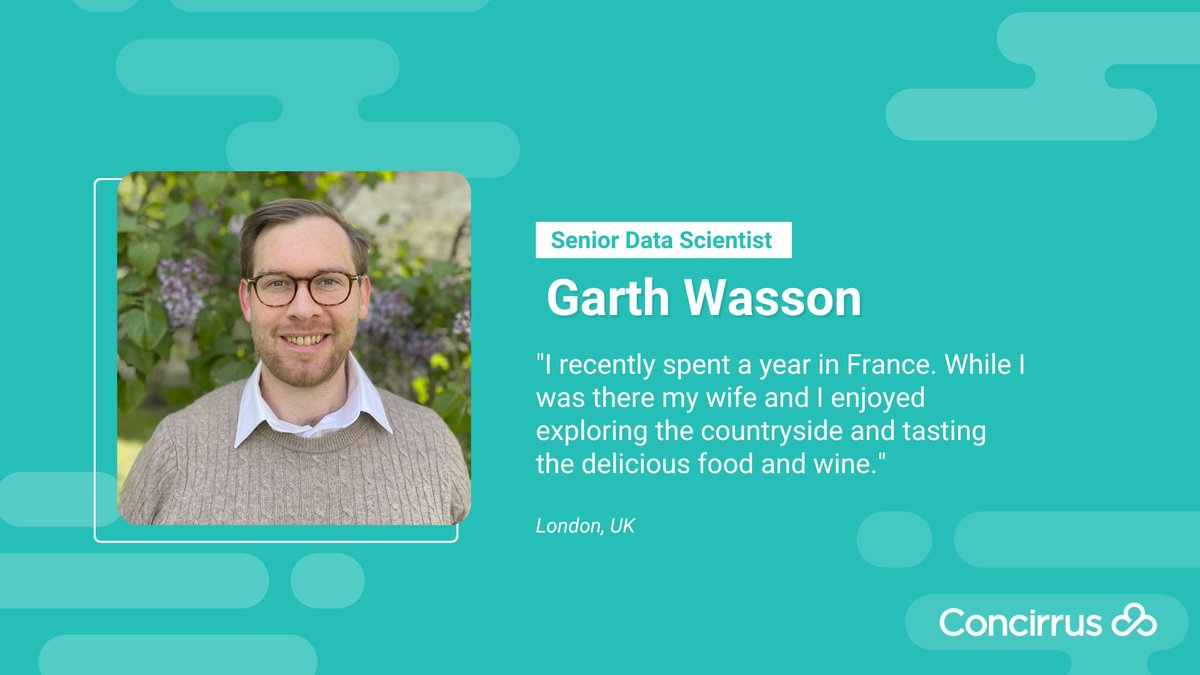 concirrus's tweet photo. Welcome to the #team, Garth!

Joining us as Senior #DataScientist he will be wrangling data and building models.

Previously Garth was a Data Scientist at an agricultural tech start-up in South Africa.

See his fun fact below. ⬇️ https://t.co/RWR34dNdCr