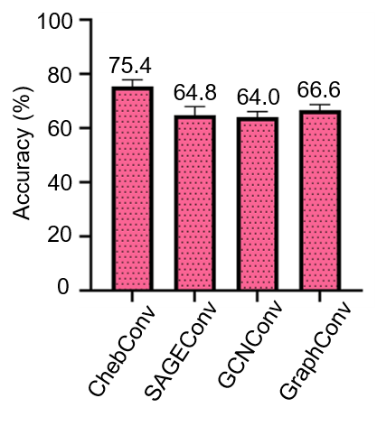 5/n) After training our model, we were able to predict Golgi polarity in cells with ~75% accuracy with Chebyshev spectral convolution.