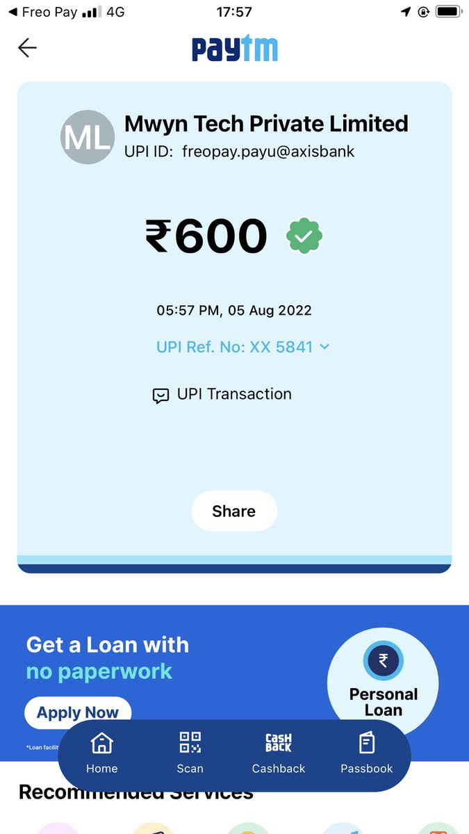 T_8Hundread's tweet photo. @freopay 
Today, I’ve paid the amount of ₹600 twice but god knows why it’s not being reflected in your app.
Please update it and return me the money which I paid you extra.
Such a pathetic service. https://t.co/31W9Ng8jZQ