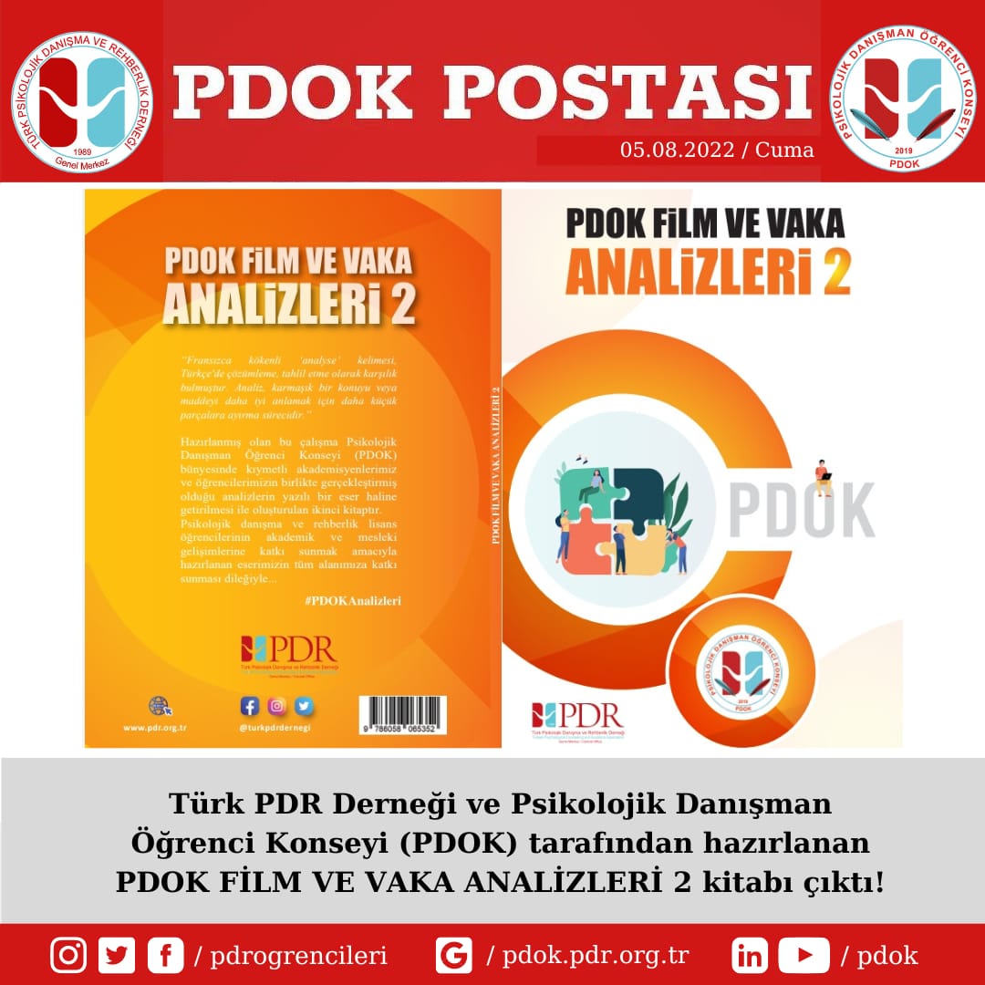 pdokkau's tweet photo. Türk PDR Derneği ve Psikolojik Danışman Öğrenci Konseyi (PDOK) olarak ��ıkardığımız PDOK Film ve Vaka Analizleri Kitabı'mızın ikincisi çıktı!🙌🏻

*"PDOK FİLM VE VAKA ANALİZLERİ 2"* https://t.co/C09XhgXc1N