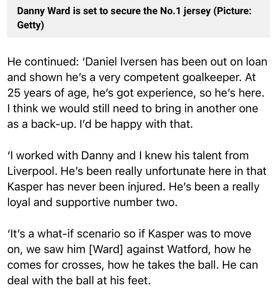 TedTalksFPL's tweet photo. Quotes from Rogers a few days ago - there’s one there about if they a new keeper he would be another back up to Ward… https://t.co/wmRsKvDD3s