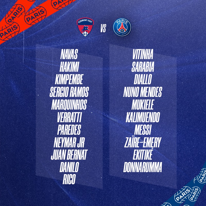 Alineaciones de psg contra clermont foot 63