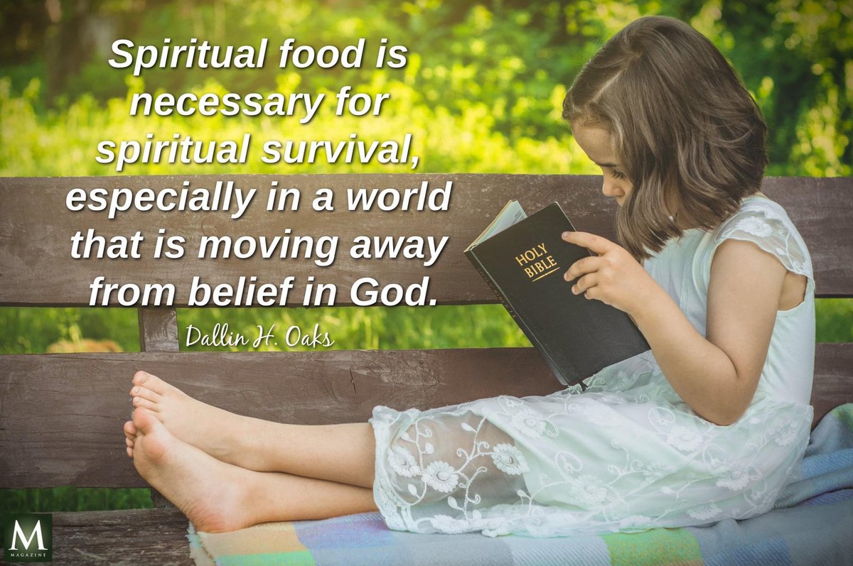 'Spiritual food is necessary for spiritual survival, especially in a world that is moving away from belief in God.' ~ President Dallin H. Oaks 

#SpiritualFood #TrustGod #ShareGoodness #CountOnHim #WordOfGod #HearHim #ComeUntoChrist #TheChurchOfJesusChristOfLatterDaySaints