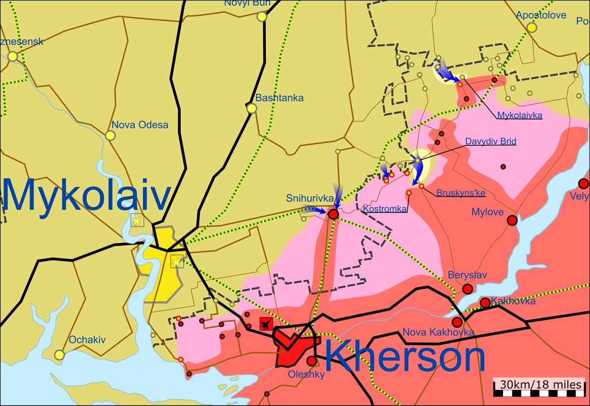 Dan (@danspiun) on Twitter photo 1. New🧵North Kherson front. With both sides building up in Kherson Oblast I thought to catch up on the summer battles in this area starting late May. Maybe missed by some, during Davydiv Brid offensive, to the north,🇺🇦also captured Mykolaivka (announced 30 May).🗺️via <a href="/War_Mapper/">War Mapper</a> 1. New🧵North Kherson front. With both sides building up in Kherson Oblast I thought to catch up on the summer battles in this area starting late May. Maybe missed by some, during Davydiv Brid offensive, to the north,🇺🇦also captured Mykolaivka (announced 30 May).🗺️via <a href="/War_Mapper/">War Mapper</a>