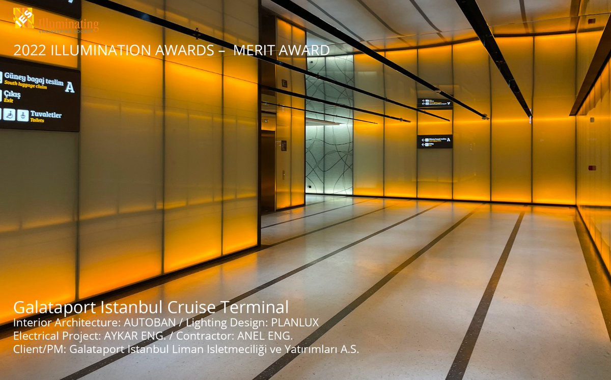 Galataport Istanbul Cruise Terminal
Lighting design of the project has been honoured with International IES Merit Awards 2022 by <a href="/The_IES/">Illuminating Engineering Society</a> (Illuminating Engineering Society) <a href="/Autoban212/">Autoban</a> <a href="/galataportist/">galataportist</a> 
For more info about the project
ow.ly/8y0A50Kcg3j
youtube.com/watch?v=vjogVz…