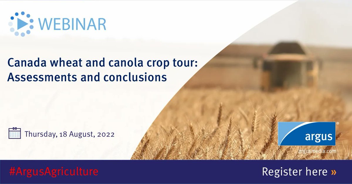 [WEBINAR] Join us  for our Canadian wheat and canola crop tour: assessments and conclusions, Thursday August 18! Register here: buff.ly/3BHBn4H